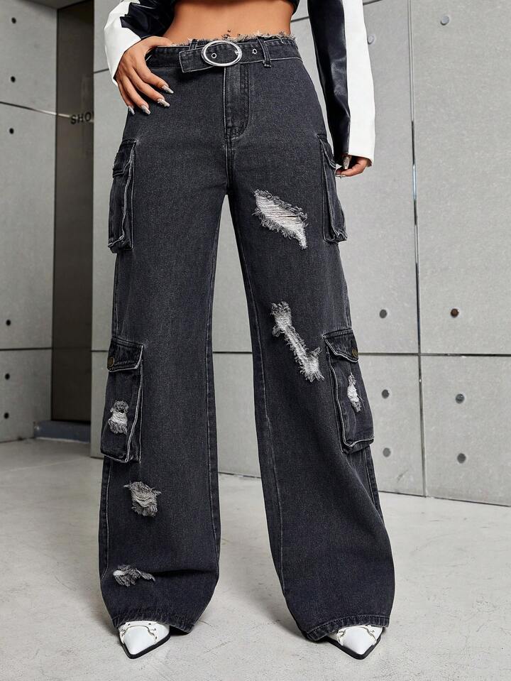Flap Pocket Side Cargo Jeans – Ladas Boutique