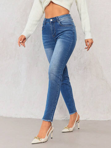 Raw Hem Skinny Jeans - Ladas Boutique