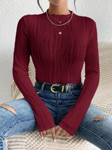 Solid Mock Neck Tee - Ladas Boutique